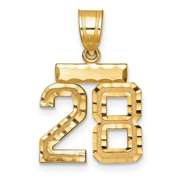 14k Yellow Gold Varsity Collection Small D/C Pendant Number 28